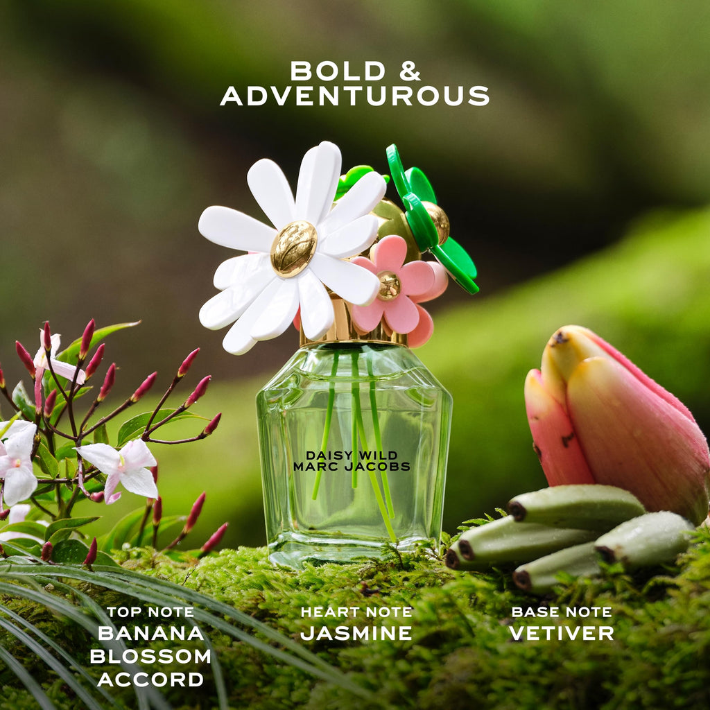 Marc Jacobs Daisy Wild EDP 3pc Gift Set ($229 value) -EDP 3.3oz, Body Lotion 2.5oz, Travel Spray 0.33 oz– With Notes of Banana, Jasmine & Macadamia Accord- Floral Women's Perfume