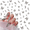 Eseres 50Pcs 3D Silver Butterfly Nail Charms for Nail Designs Y2K Nails Art Decoration DIY Crafts