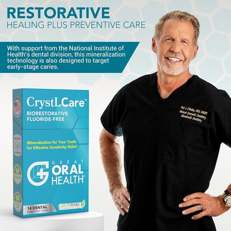 CrystLCare Tooth Sensitivity Treatment - Nano Hydroxyapatite Dental Strips for Enamel Repair | 14 Count
