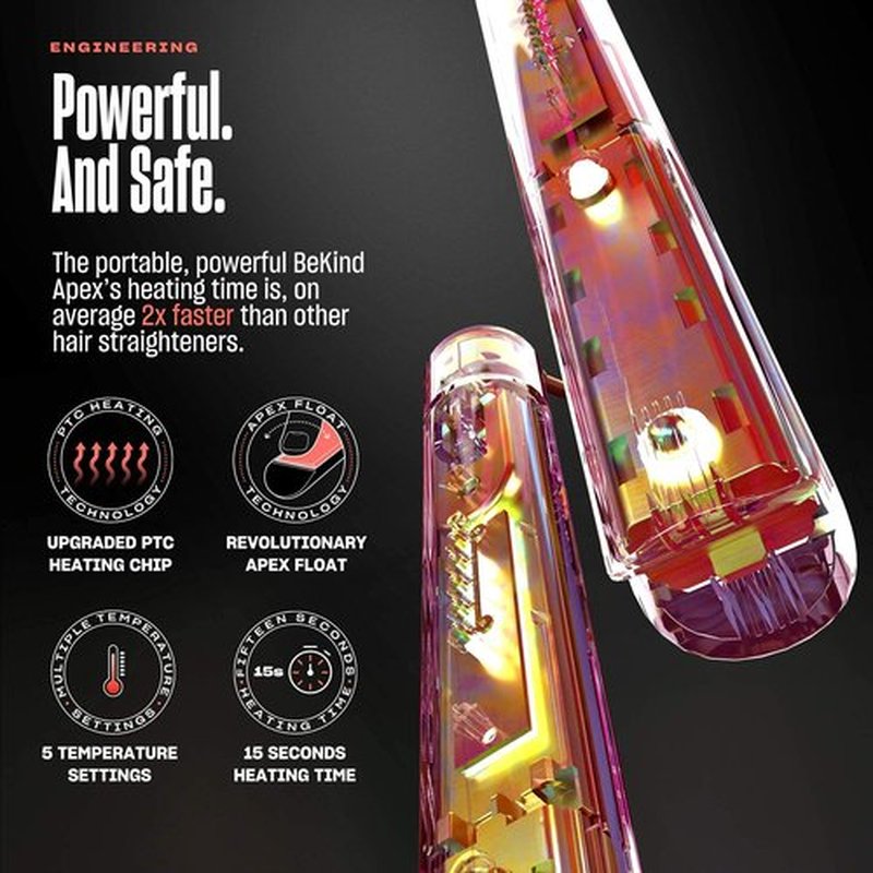 Bekind Apex 2-in-1 Hair Straightener Flat Iron | 1“ 460°F Straightener and Curler for All Hairstyles | UltraSmooth Tech | 15s Fast Heating & Temp Memory | Gift Set for Girls Women (Apex Peach)