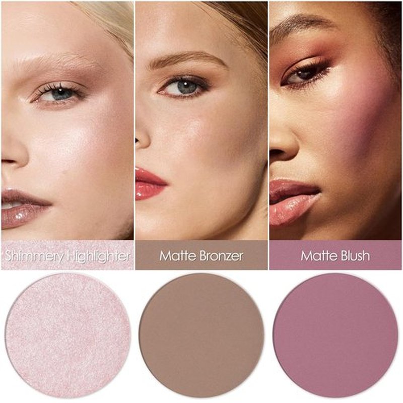 FOCALLURE Blush and Highlighter Palette - 3 in 1 Contour Set with Matte Bronzer & Shimmer Illuminators | #08