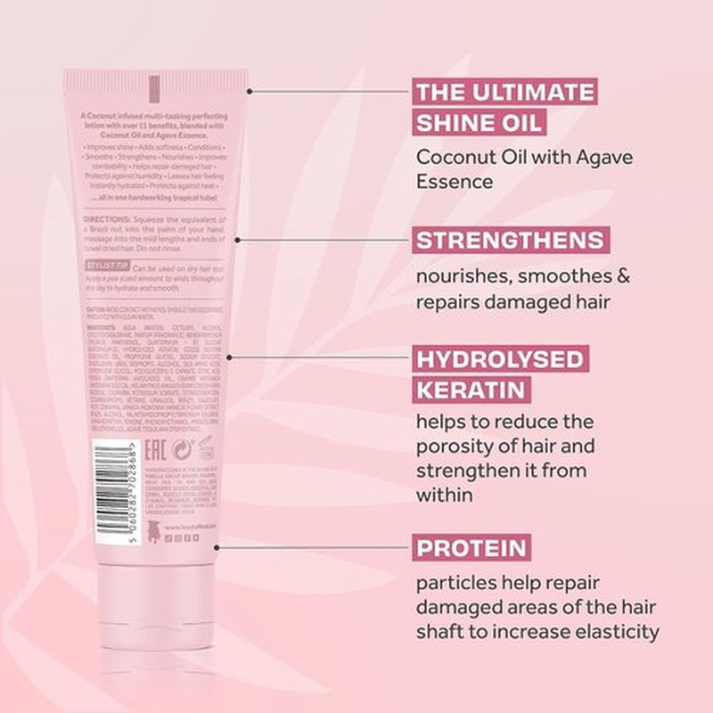 Lee Stafford Blow Dry Hair Lotion - 11-in-1 Leave-In Styling Cream, Coconut Scented, 3.3 Fl Oz