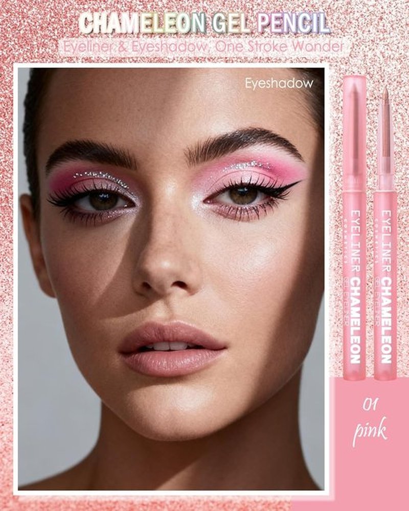 Skiennix Multichrome Gel Eyeliner - Pink Shifting Glitter, Waterproof & Long-Lasting | Holographic Eye Makeup Pen