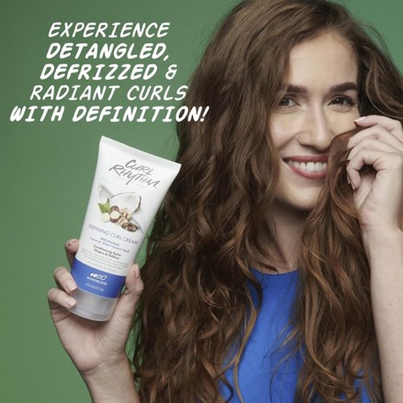 Curl Rhythm Curl Defining Cream - Curl Cream for Curly Hair Anti Frizz, Moisturizing Frizz-Free Shine with Coconut, Shea Butter & Castor Seed Oil - Smoothing for Wavy Hair - 6 Fl Oz (3 Pack)
