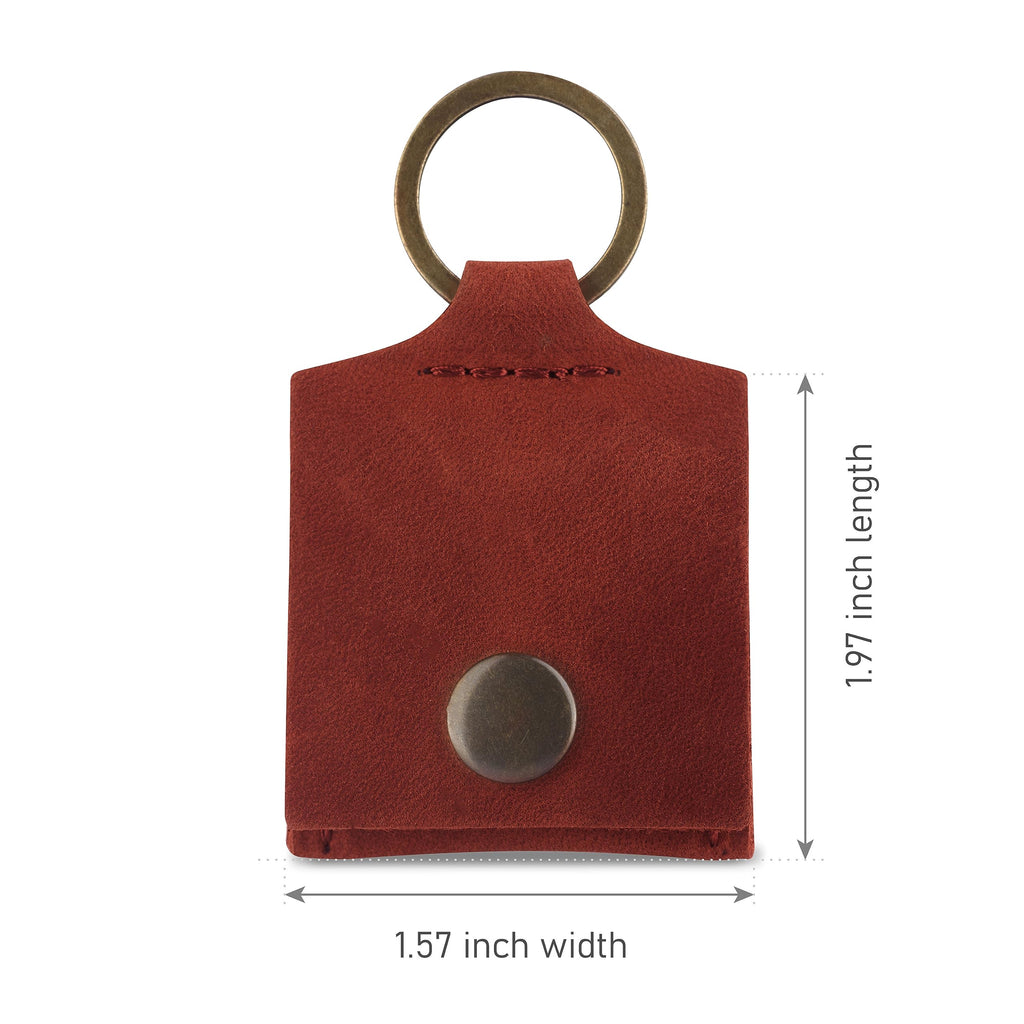 Leather Keychain Ring Holder, Wedding Ring Travel Case, Engagement Ring Holder, Ring Pouch Bag, Workout and Gym Ring Holder, Small Soft Leather Ring Bearer (Cognac)