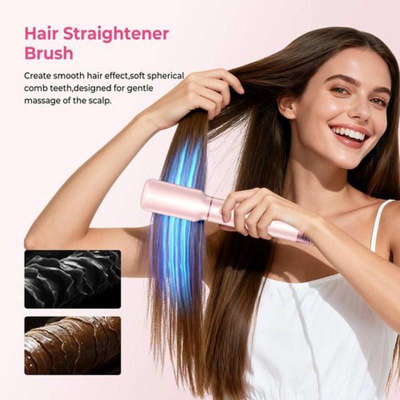 Atopskins 5 in 1 Hair Dryer Brush Set, Detachable Hot Air Styler, Blow Dryer Brush, 3 Heat Settings Auto Curling Wrap Styler, Ionic Hair Styling Tools, Straight Curl Dry Volumiz Smooth (Pink)