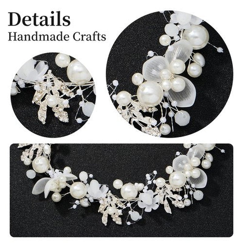QIUTIMIY Flower Girl Hair Accessory,Princess Headpiece for Bridal Wedding,first communion pearl headpiece for girls Women,Style8