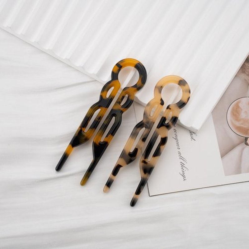COZYISLE 8-Piece French Tortoiseshell Hair Pins for Women - Premium Cellulose Acetate Hair Clips for Thick Hair, Cute Cutout Hair Accessories for Updos, Buns & Daily Styling