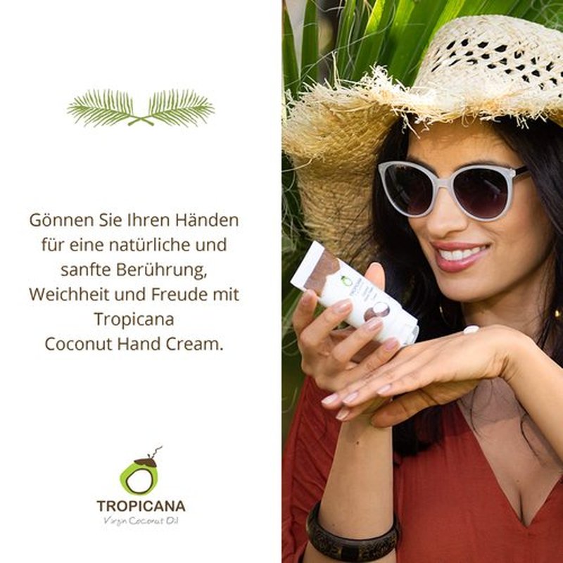 Tropicana Organic Cold Pressed Coconut Oil Hand Cream Moisturizing 50g./Coconut#A2U.