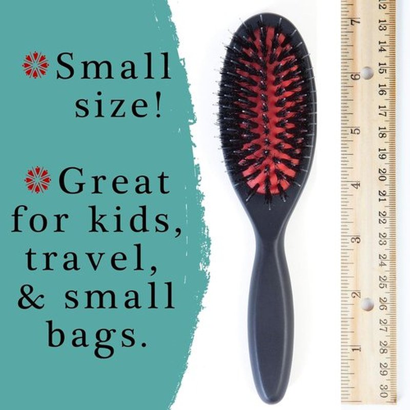 Premium German Hair Brush - Wild Boar Bristle & Nylon Pins for Smoothing Medium to Thick Hair | Handmade Travel Size