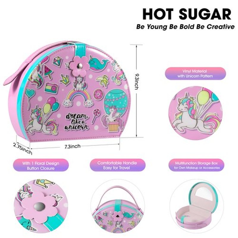 Hot Sugar Girls Makeup Kit, Stylish Cosmetics Gift Set for Birthday Christmas (Pink Unicorn)
