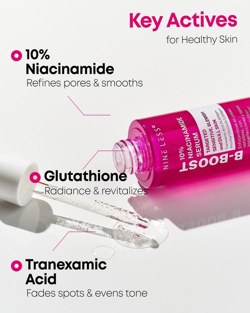 B-Boost 10% Niacinamide Serum – Korean Face Serum for Even Skin Tone – Tranexamic Acid & Glutathione – Revitalize Complexion, 1.01 fl.oz.