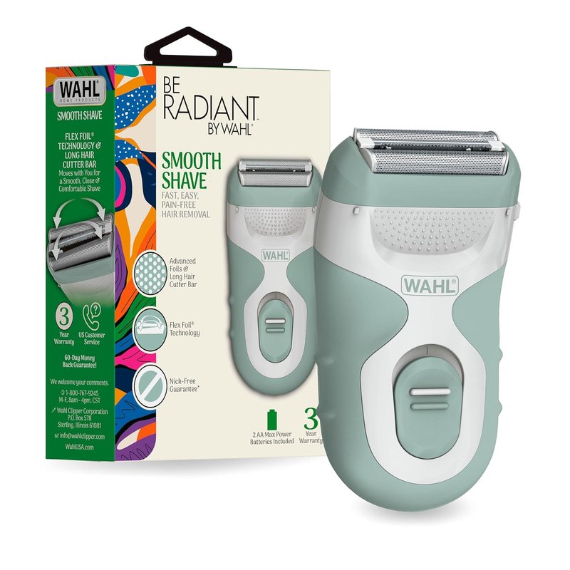 Wahl Be Radiant Electric Shaver for Women - Dual Foil Head & Long Hair Trimmer, Cordless for Smooth Legs & Underarms