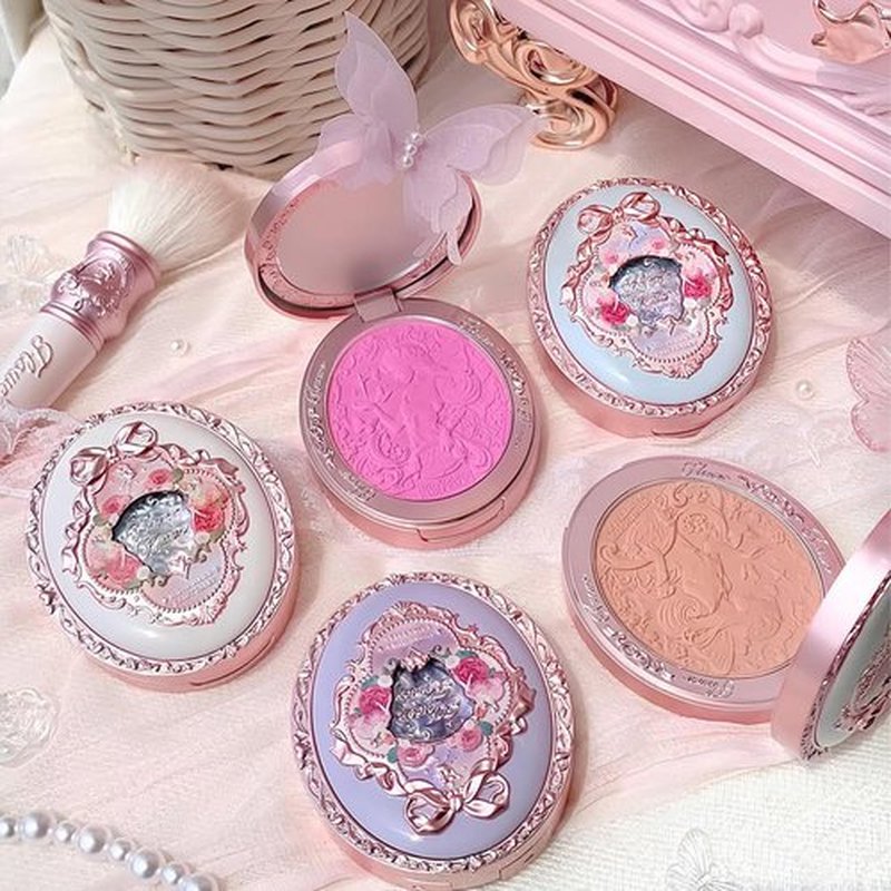 Flower Knows Midsummer Fairytales Velvet Embossed Blush,Rose Matte Powder Blush for Cheeks,Buildable & Blendable Face Makeup,Soft Long-Lasting Make Up for Women & Girls,0.17 Oz(04 Summer Blossom)