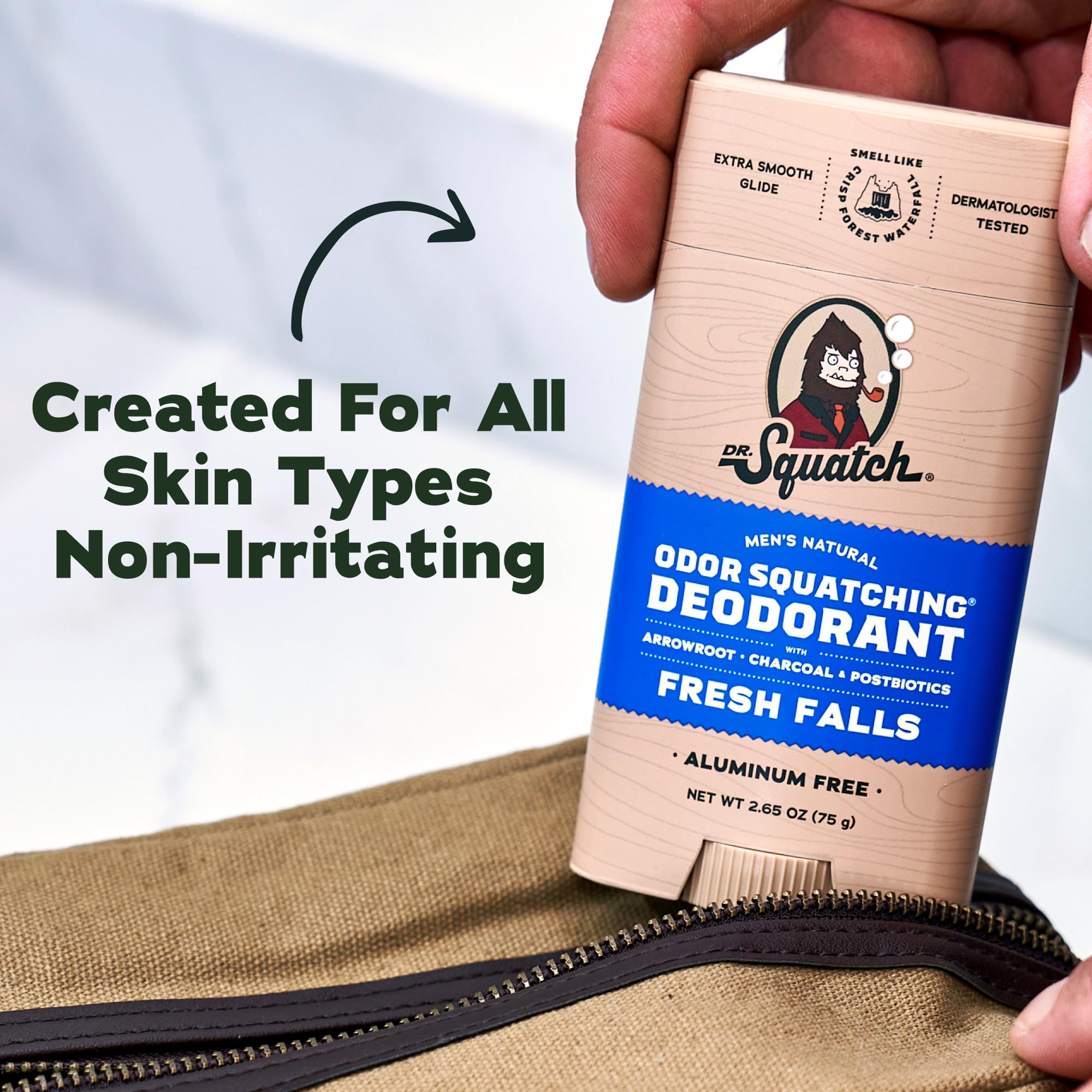 Dr. Squatch Natural Men’s Deodorant – Aluminum Free Natural Deodorant Men with Charcoal & Postbiotics for 72-Hour Odor Protection – Rainforest Rapids + Fresh Falls, 2.65oz Stick (2-Pack)