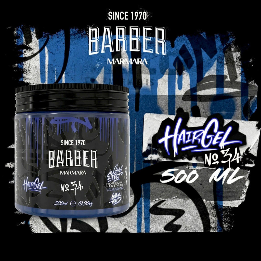 barber marmara No 34 Hair Styling Gel for Men Strong Hold, Long-Lasting Volume, No Residue, Style Wet Or Dry Masculine Fresh Barber Quality Finish 16.9 fl oz