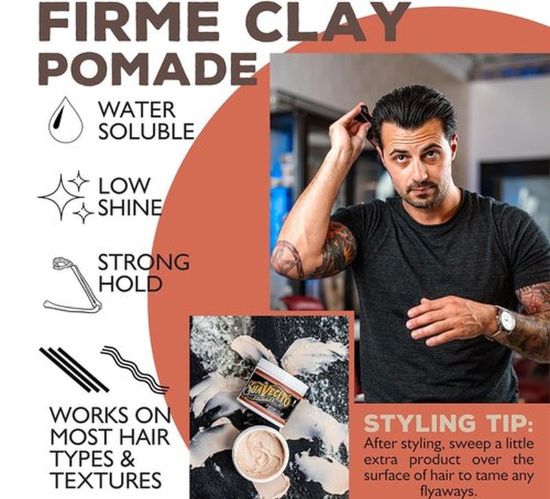Suavecito Pomade Firme Clay for Men - Strong Hold & Low Shine Matte Finish - 4 oz Professional Hair Styling Clay