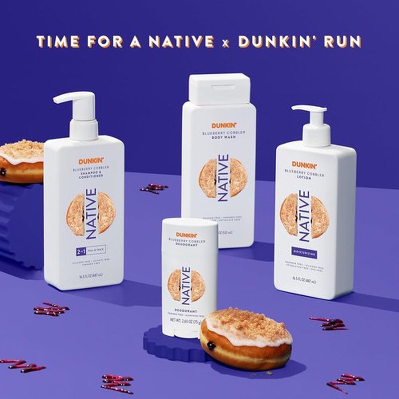Native Deodorant - Limited Dunkin Donuts Edition | Aluminum-Free Formula with Probiotics & Coconut Oil | Blueberry Cobbler 2.65oz