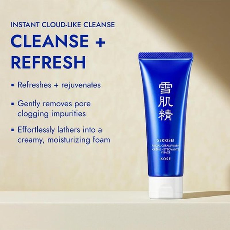 SEKKISEI Foaming Facial Cream Wash - Gentle Cleanser for Radiant Skin | 4.5 Ounce