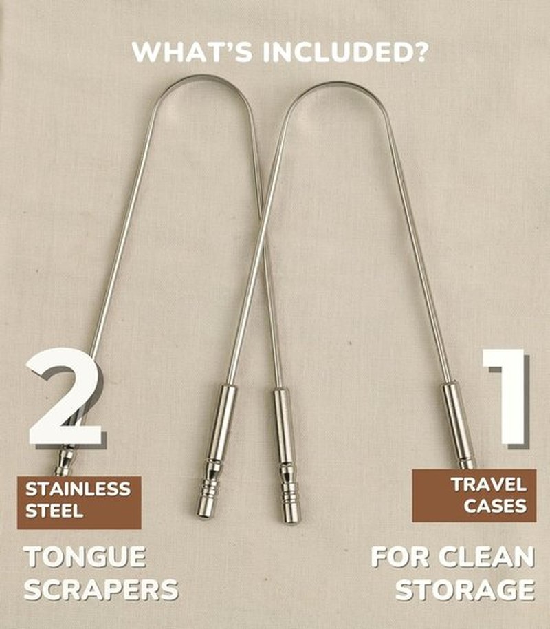 Nature's Own Tongue Scraper - Stainless Steel Oral Care Tool for Fresh Breath | Pack of 2