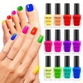 Gellen Bright Neon Nail Polish, Quick Air Dry Regular Nail Polish Vibrant Rainbow 10ml 12-Color Set for Finger Toe Nails Salon Home, TPO & HEMA Free Non-toxic, Red Pink Blue Green Purple Orange Yellow