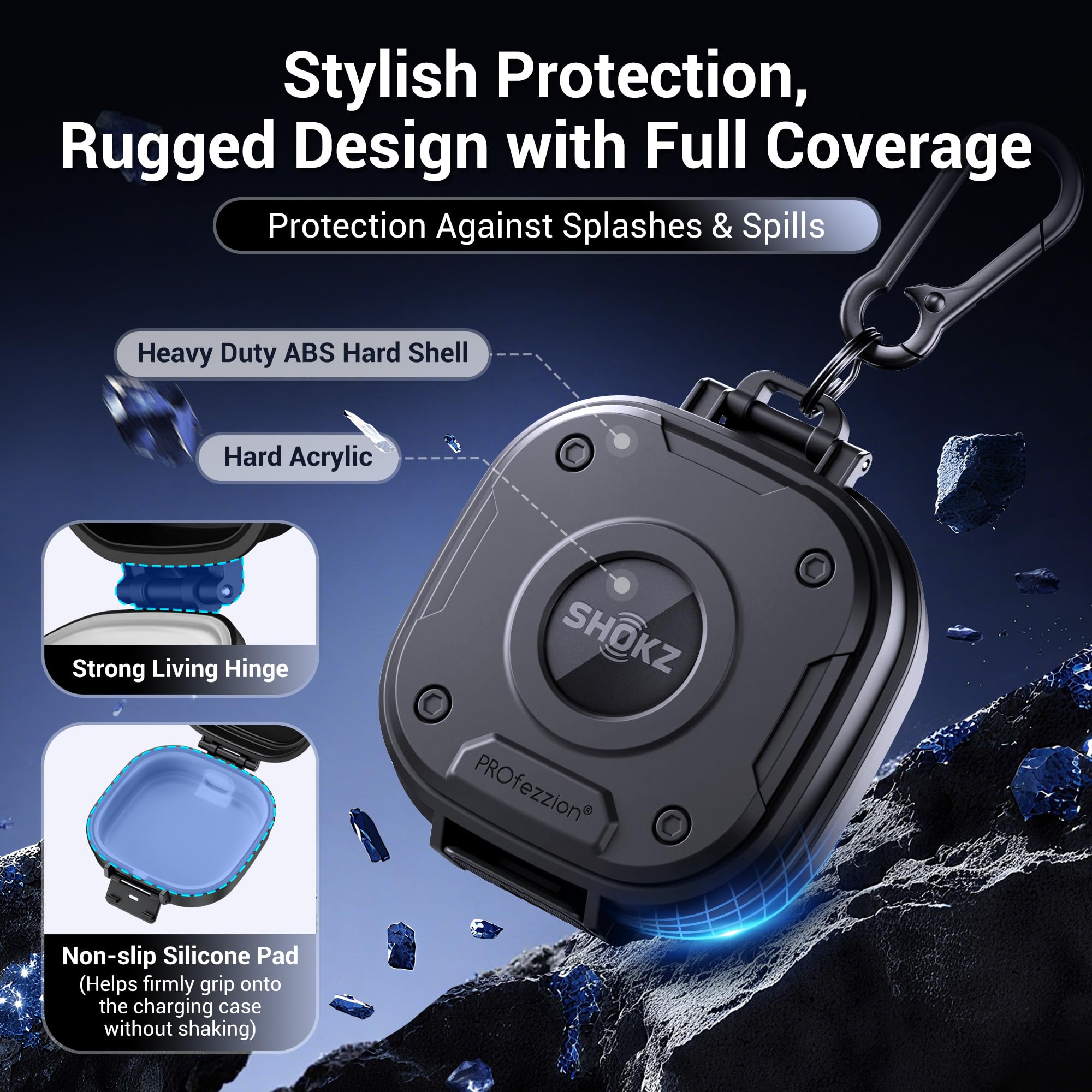 PROfezzion for Shokz OpenFit 2+ Case Cover with Lock, Heavy Duty Hard Shell