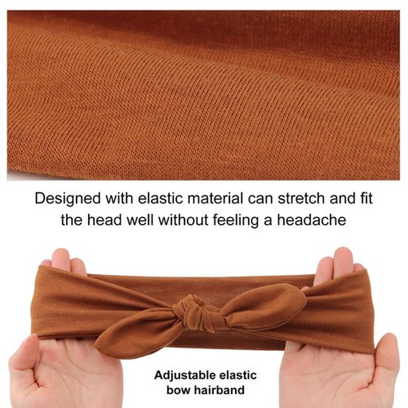 AQOKKA Elastic Bow Headbands for Women Girls Rabbit Ears Knotted Head Bands for Women's Hair Non Slip Boho Headwrap Sport Cute Hair Accessories