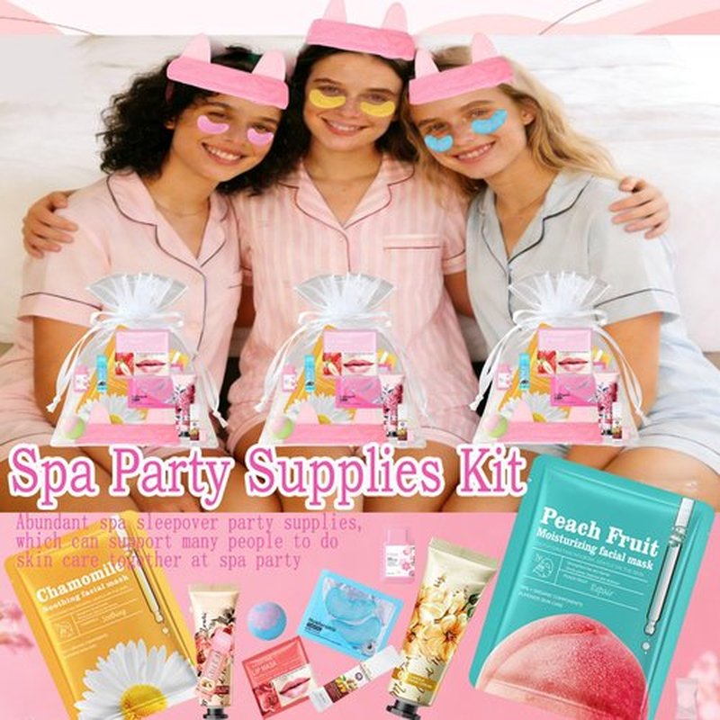110 PCS Spa Party Supplies for Women, Spa Party Favors Include Face＆Lip Mask,Hand Cream,Under Eye Patches and Foot Bath Bombs,Spa Birthday Sleepover Party Supplies,Sleepover Party Gifts