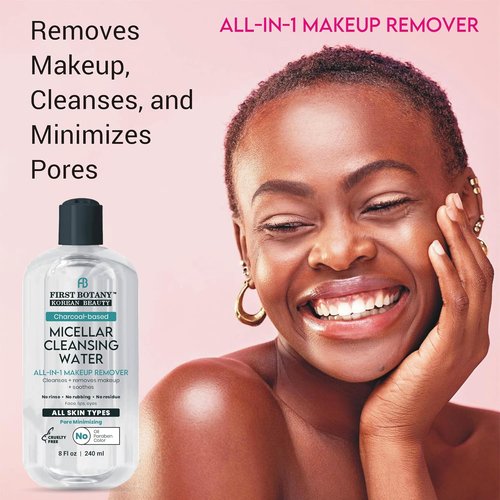 Skiennix Korean Micellar Water Makeup Remover - Charcoal Hydrating Toner & Cleanser, 8 oz
