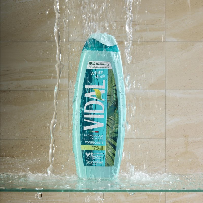 Vidal Shower Gel, White Musk 250 ml/8.4 Fl Oz, Moisturizing, Softening, Body Care, Unisex, Made in Italy