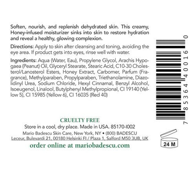 Mario Badescu Honey Face Moisturizer - Hydrating Cream for All Skin Types | 2 Fl Oz