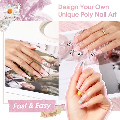 ROSALIND 2 PCS 2oz/60ml Pink Poly Extension Gel Set Bulider Pink Gel for Nail Art, Nail Thickening Poly NailTube Need UV Lamp
