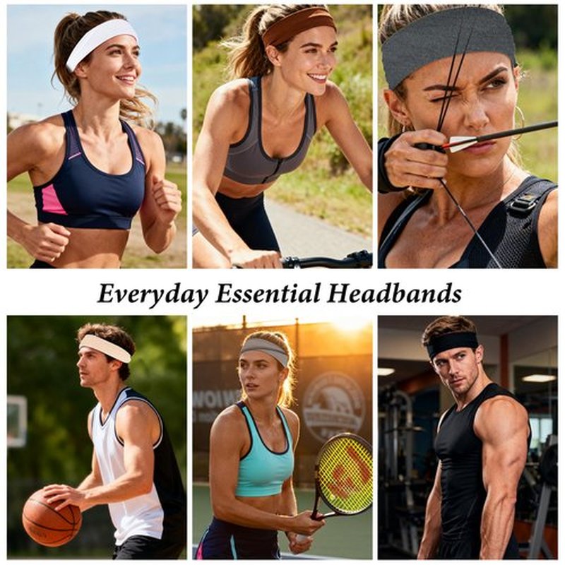 Headbands for Women Non-Slip Elastic Hair Bands, 6 Pack Stretchy Soft Cloth Sweat Band, Fabric Workout Headband, Fashion Head Bands for Yoga Running Sports