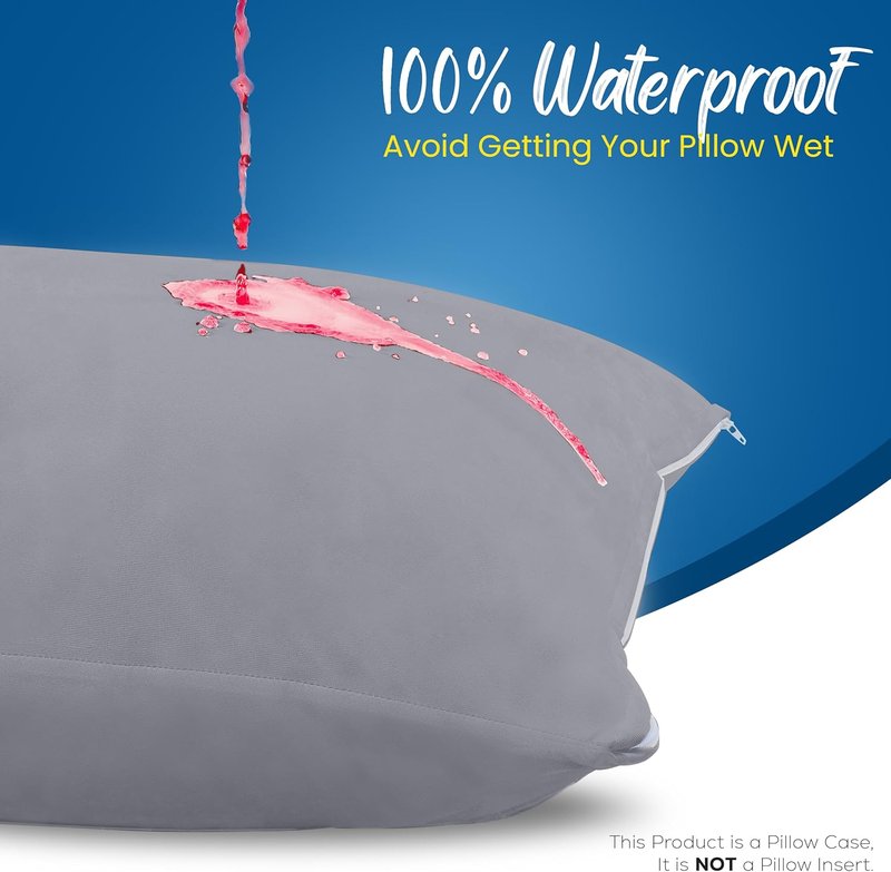 Utopia Bedding Waterproof Pillow Protectors - Bed Bug & Dust Mite Proof | Standard Size Set of 4 - Gray