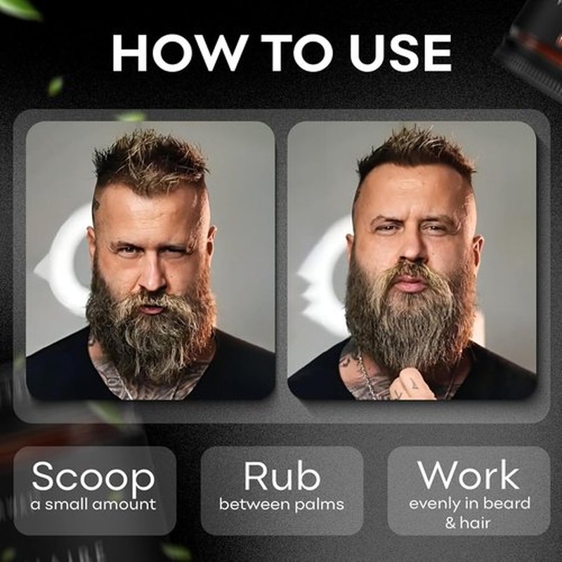 BAHAWAT Hair & Beard Butter for Men - Leave-In Conditioner with Barbershop Scent - Strengthens & Softens - 2 oz.