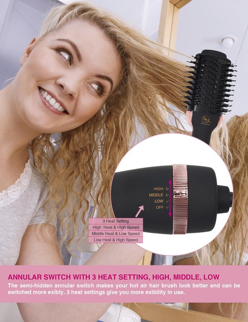 Hair Dryer Brush Blow Dryer Brush in One, 4 in 1 Ionic Hair Dryer and Styler Volumizer with Oval Titanium Barrel, Hot Air Straightener for Smooth Frizz-Free Blowout