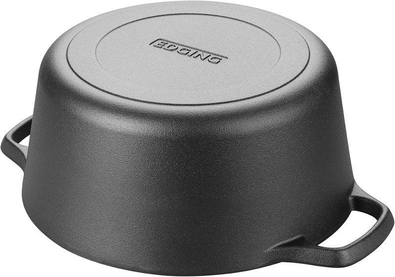 EDGING CASTING 5QT Pre-Seasoned Cast Iron Dutch Oven - 2-in-1 Sourdough Bread Baking Pan & Skillet Lid