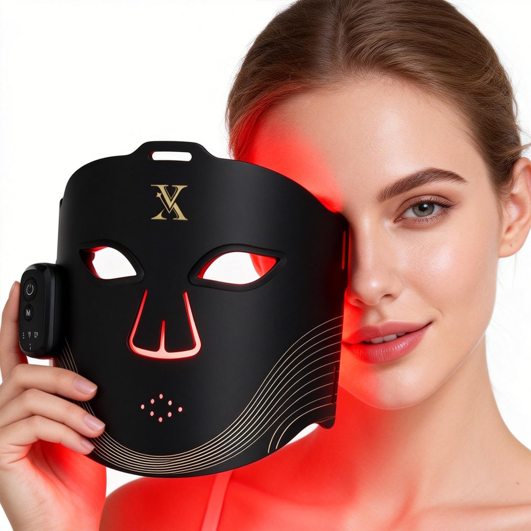X-Vitalis LED Light Therapy Mask, OTC FDA-Cleared for Acne Treatment & Wrinkle Reduction, 4 Wavelengths (660/850/450/590nm), Wireless Home Skincare Device