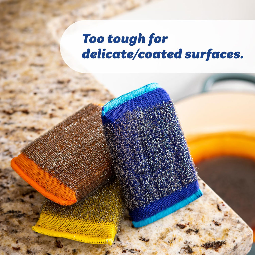 Scrub Daddy Deep Clean Kit - Scour Daddy Scour Pads (3ct), Steel Scrubbing Sponges (2ct) & Tangerine Multi Surface Cleaner (2ct) - Kitchen + Household Cleaning Supplies Pack (7 Pieces Total)