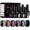 MEET ACROSS 9D Cat Eye Gel Nail Polish Set 9Pcs Cateye Magnetic Nail Polish Gel with Base Top Coat and Magnet Stick, Cat Eye Gel Polish Galaxy Rainbow Effect Manicure DIY Nail Art