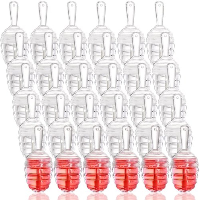 DEAYOU 30 Pack Empty Lip Gloss Tubes with Wand, Honey Pots Shaped Refillable Plastic Lipgloss Containers, Clear Lipstick Brush Bottles for Women DIY Makeup, Lipgloss Making Kit, 0.2OZ/ 6ml