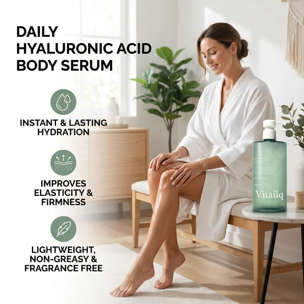 Vitailq Ha Hydrating Body Serum, Body Hydrator Hyaluronic Acid Body Serum, Lightweight Fast-Absorbing Body Care for Deep Hydration & Silky,Non-greasy Skin (1pcs)