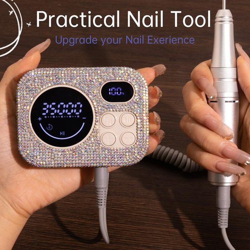 MYPAWEE Professional Rechargeable Nail Drill 35000 RPM, Diamond Glitter Electric Nail File for Shaping, Removing & Polishing Gel Nails, Portable & Easy to Use, Ideal for Home & Salon Manicure Pedicure