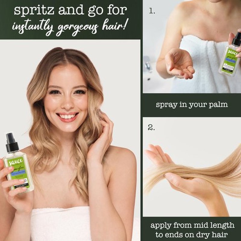 SAUCE BEAUTY Guac Hair Gloss, 3 Fl Oz High Intensity Shine, Jojoba Oil, Green Tea Extract & Squalane to Smooth, Boost Shine & Control Frizz for Sleeker, Softer, More Manageable Hair, Vegan Formula