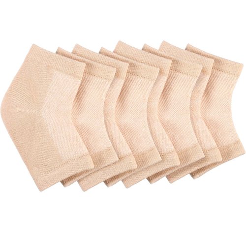 Bememo 4 Pairs of Moisturizing Soft Gel Heel Socks Breathable Open Toe Socks for Dry Cracked Skin Hydrating Day and Night Care Skin