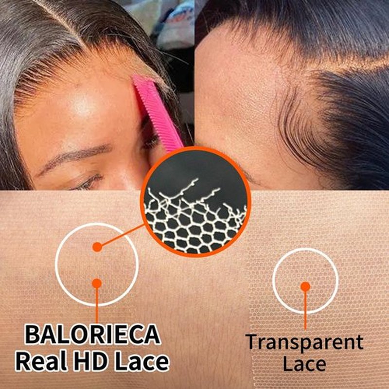BALORIECA Real 4x4 HD lace closure Swiss Skinlike Front hd Lace 0.10mm hd lace with invisible knots,Body Wave raw human hair Nature black(20 Inch, Body Wave)