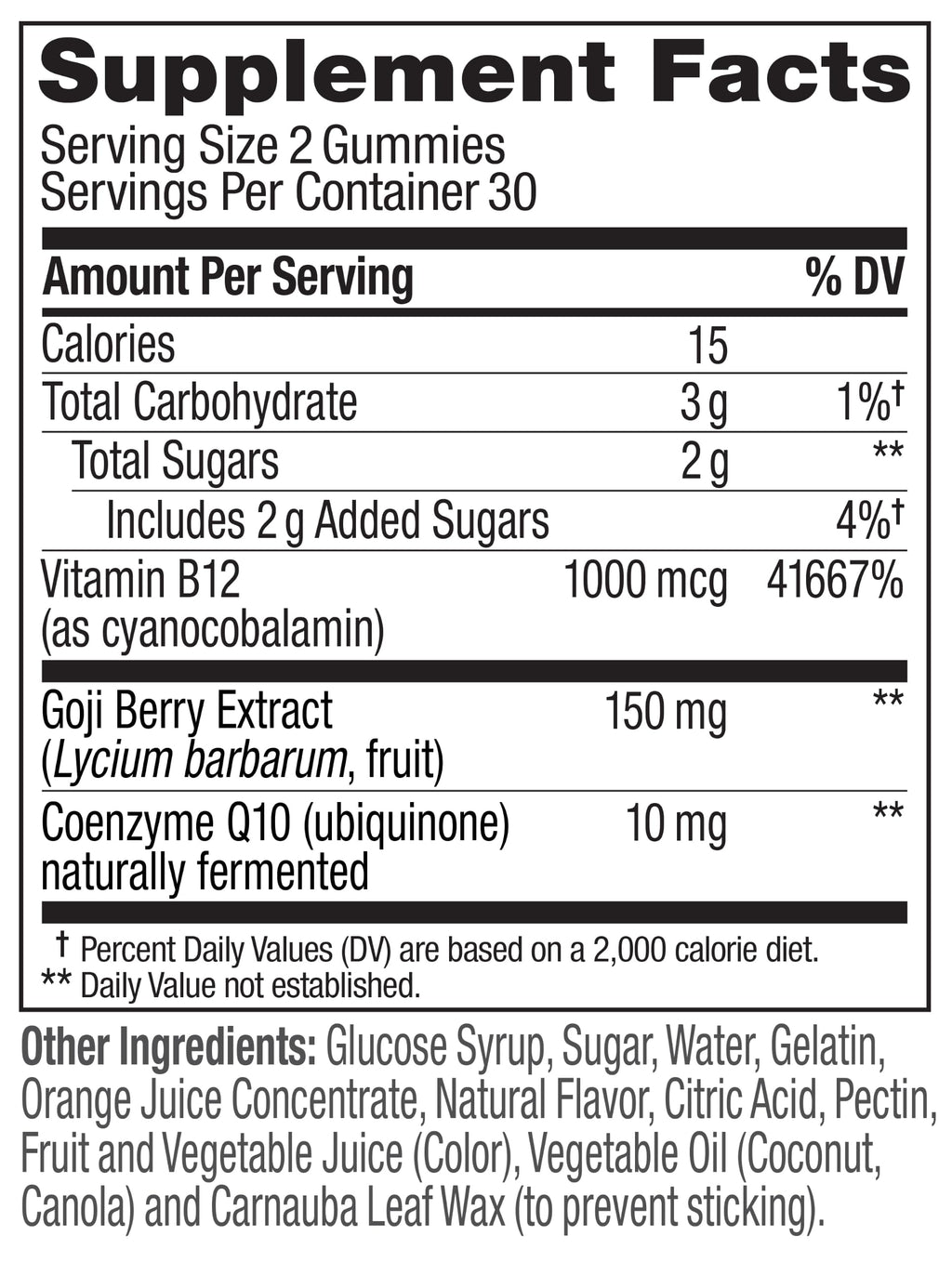 OLLY Extra Strength Daily Energy Gummy, Caffeine Free Cellular Energy Production,* 1000 mcg Vitamin B12, CoQ10, Goji Berry, Adult Chewable Supplement, Berry Yuzu Flavored, 30 Day Supply - 60 Count