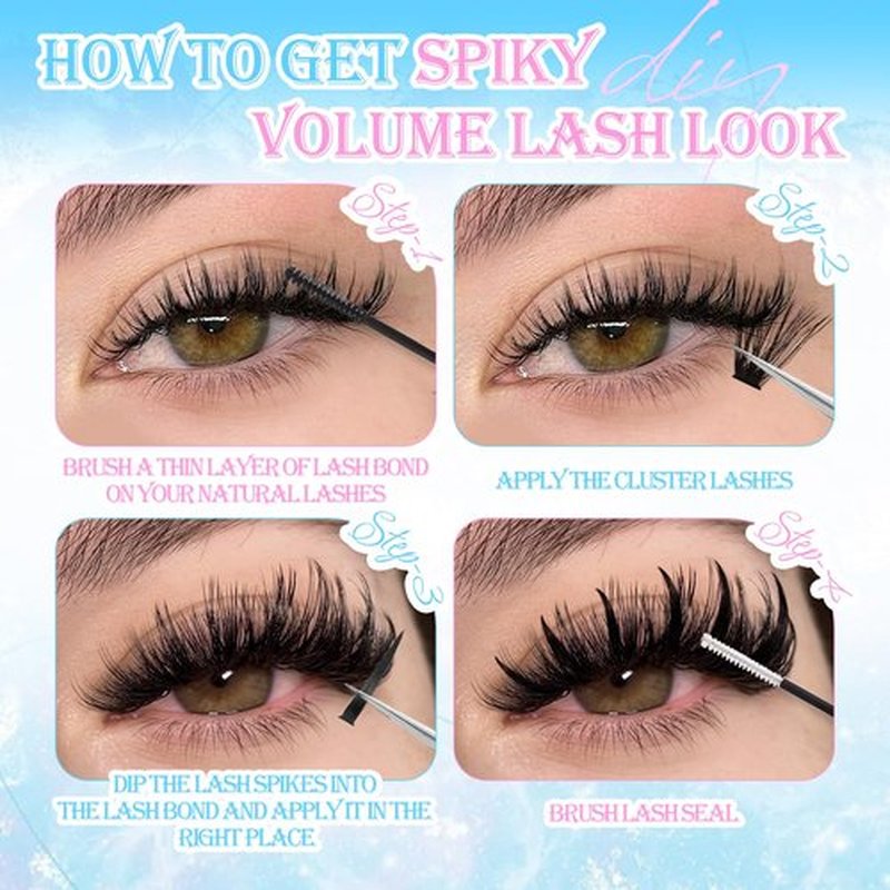Lash Clusters Spikes Eyelash Clusters with Spiky Cluster 14-20mm Fluffy Volume 80D 100D Individual Lashes Lash Extensions Wispy D Curl Manga Natural Cluster Anime Eyelash Extensions