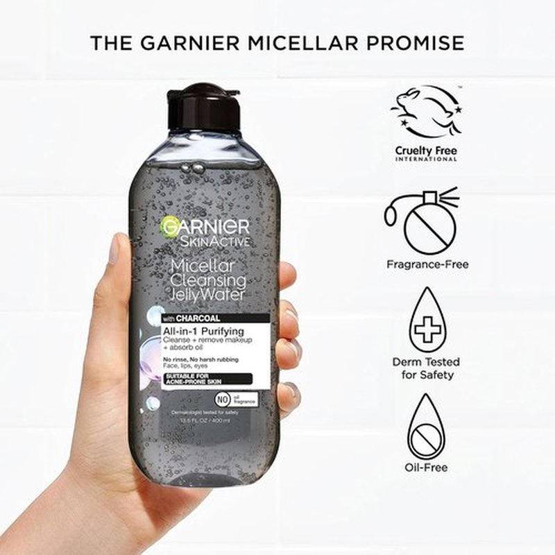Garnier SkinActive Micellar Cleansing Jelly Water - Charcoal Purifying Formula | 2-Pack