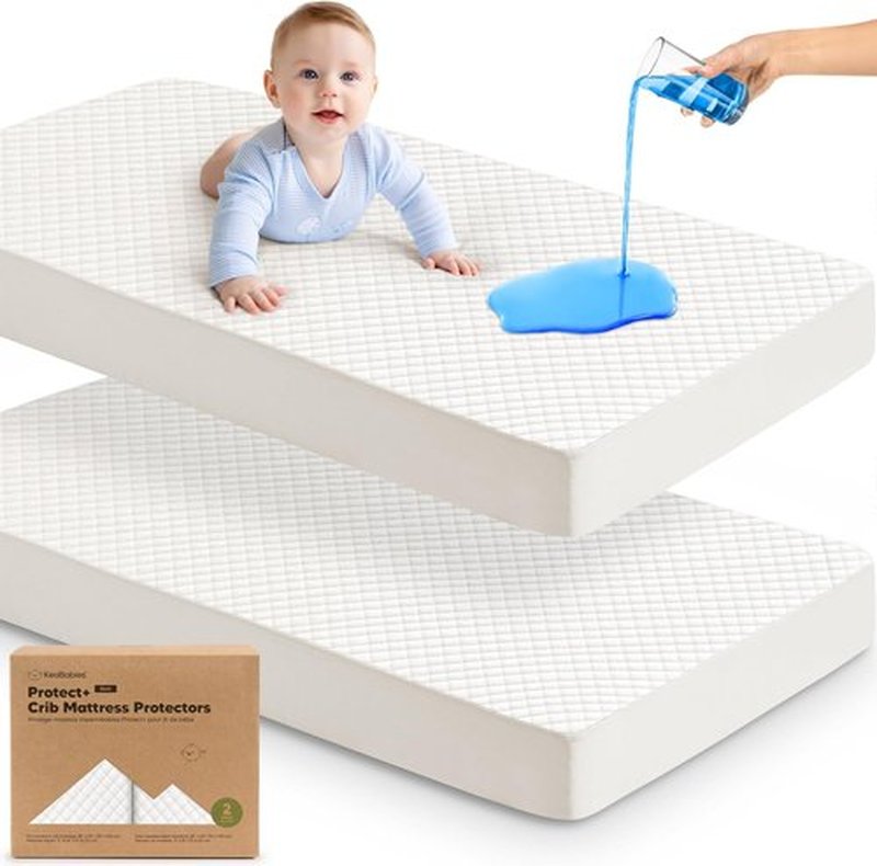 Skiennix 2-Pack Waterproof Crib Mattress Protector - Soft Quilted Cotton, 52" x 28", Machine Washable, Easy Fit